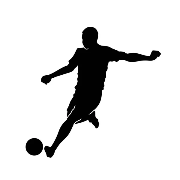 Atleta Football Maschile Uomo Giocatore Calcio Vettore Silhouette Attaccante — Vettoriale Stock