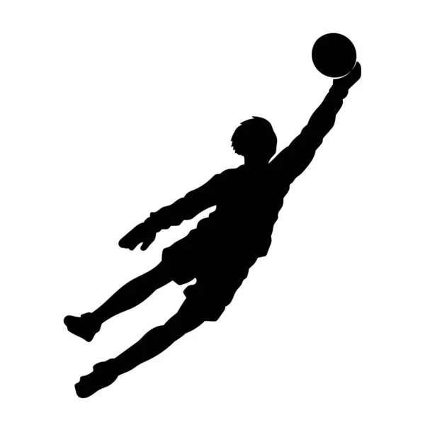 Athlète Masculin Football Homme Joueur Football Silhouette Vectorielle Attaquant — Image vectorielle