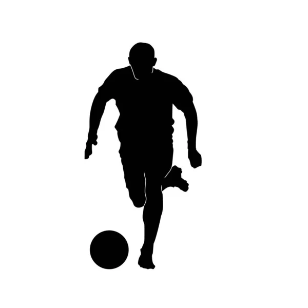 Athlète Masculin Football Homme Joueur Football Silhouette Vectorielle Attaquant — Image vectorielle