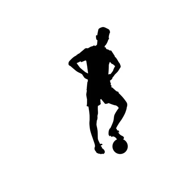 Atleta Football Maschile Uomo Giocatore Calcio Vettore Silhouette Attaccante — Vettoriale Stock