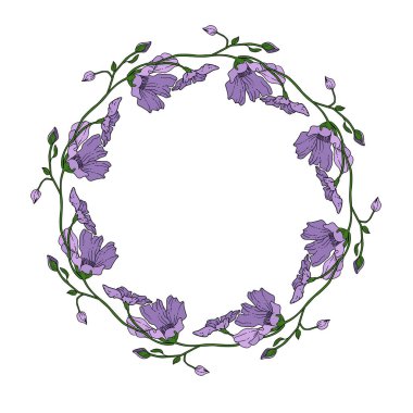 Doğu tarzı Floral sınır illüstrasyonunda element tasarımı için çerçeve sanat deco zarif vektörü.