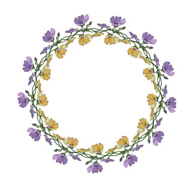 Doğu tarzı Floral sınır illüstrasyonunda element tasarımı için çerçeve sanat deco zarif vektörü.