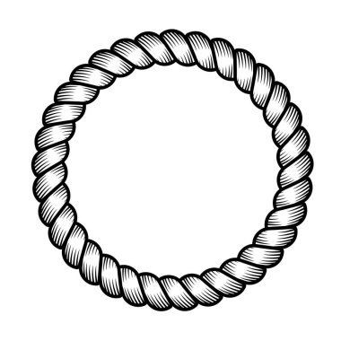 Beyaz Arkaplanda Yuvarlak İp Dekoratif Kenarlık Çerçeveleri.