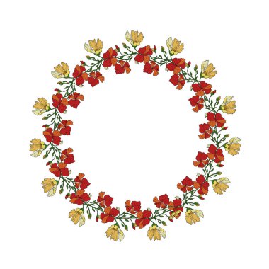 Çiçek yaprakları, doğu tarzı Floral sınır illüstrasyonunda element tasarımı için sanat deco zarif vektörü.