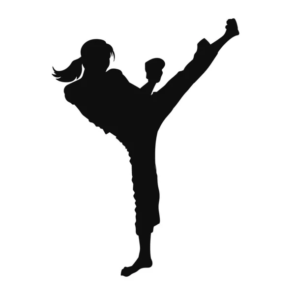 Female Martial Arts Fighter Vector Silhouette — Stock Vector