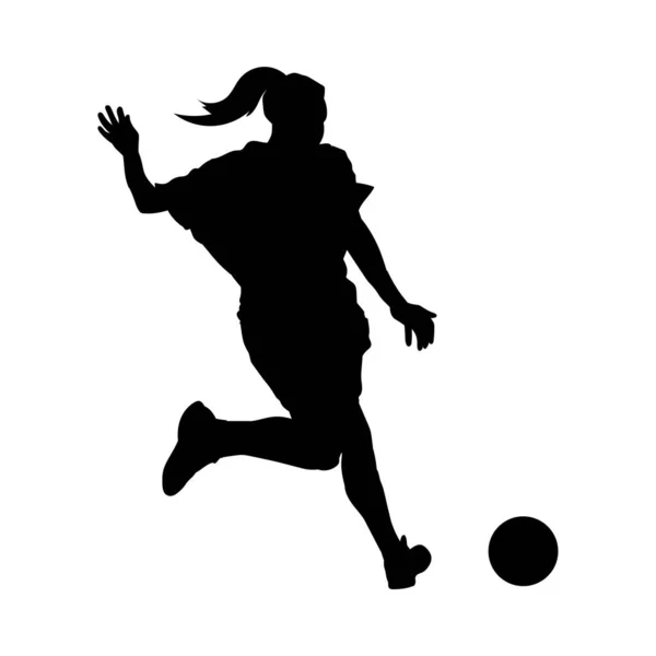 Silueta Vector Jugador Fútbol Femenino Mujer Atleta Fútbol Blanco — Archivo Imágenes Vectoriales