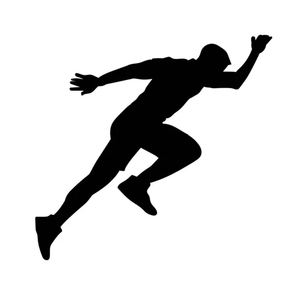 Male Jogger Vector Silhouette Jogging Running Sprinter Man Marathon — Stock Vector