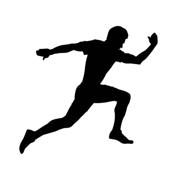 Male Jogger Vector Silhouette Jogging Running Sprinter Man Marathon — Stock Vector