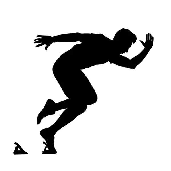 Mannelijke Jogger Vector Silhouet Joggen Rennen Sprinter Man Marathon — Stockvector