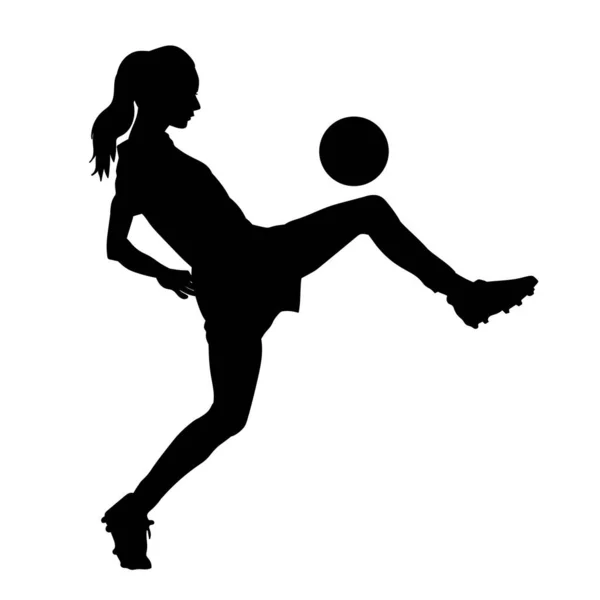 Silueta Vector Jugador Fútbol Femenino Mujer Atleta Fútbol Blanco — Archivo Imágenes Vectoriales