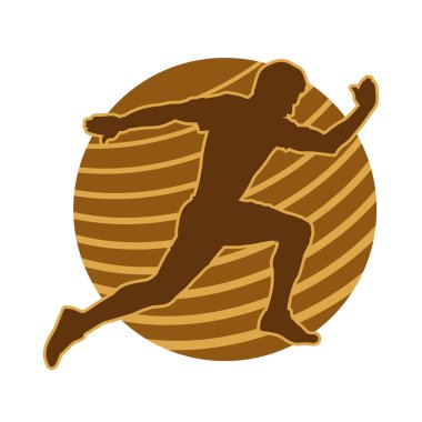 Erkek koşucu vektör silueti koşuyor. Koşuyor. Koşucu. erkek maratonu.