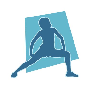 Güzel kadın karakter mutlu, sağlıklı aktivite vektörü silueti