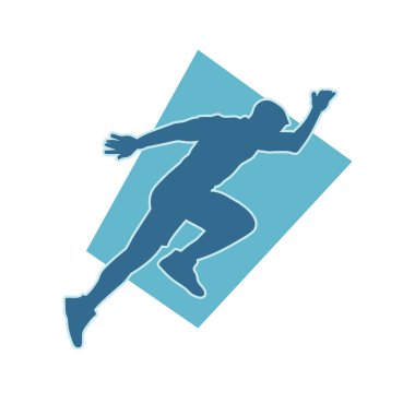 Erkek koşucu vektör silueti koşuyor. Koşuyor. Koşucu. erkek maratonu.
