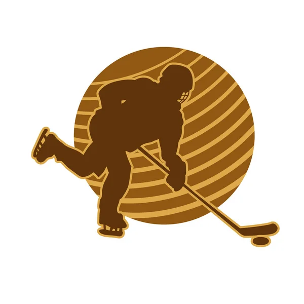 Ice Hockey Player Vector Silhouette — Stock Vector