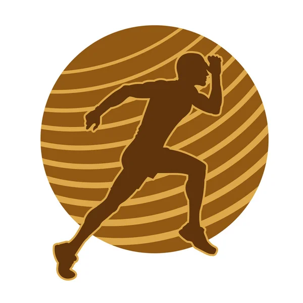 Jogger Masculin Vecteur Silhouette Jogging Courir Sprinteur Homme Marathon — Image vectorielle