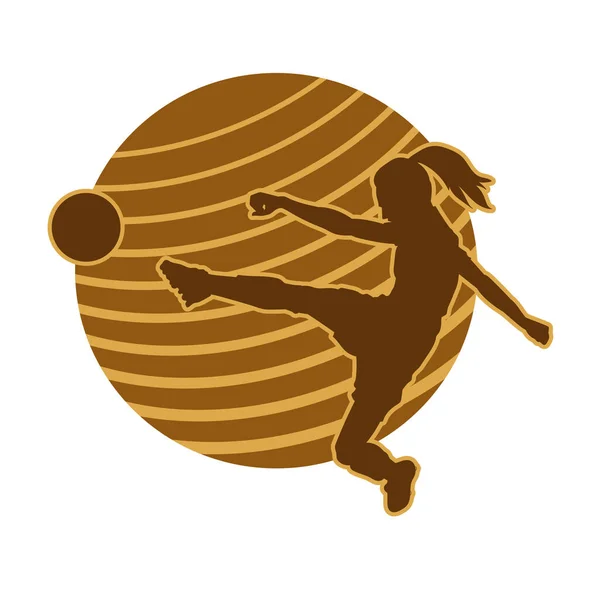 Silhouette Vectorielle Balle Dribble Joueur Football Féminin — Image vectorielle