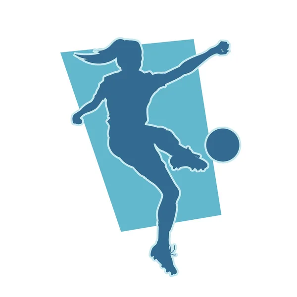 Fußballerin Dribbelt Ball Vektor Silhouette — Stockvektor