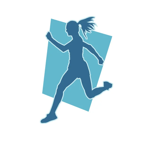 Joggerin Vektor Silhouette Jogging Laufen Frauenmarathon — Stockvektor