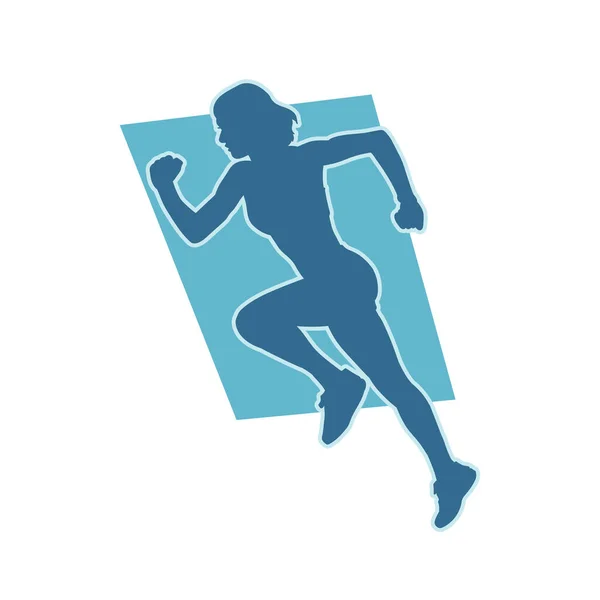 Jogger Femelle Vecteur Silhouette Jogging Courir Marathon Femme — Image vectorielle