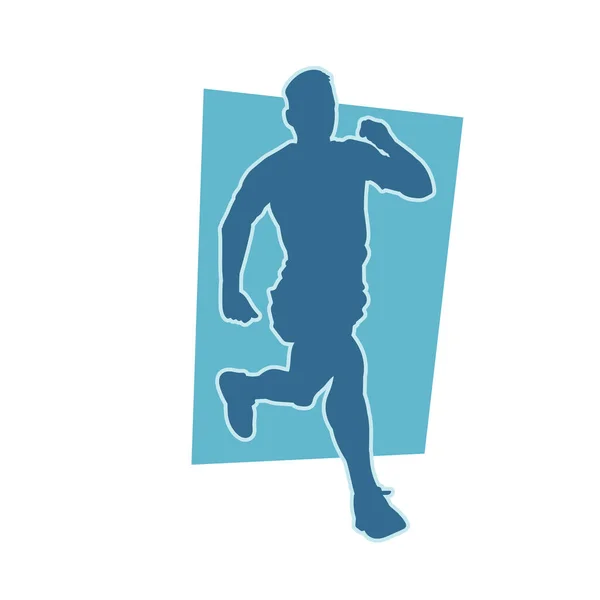 Jogger Masculin Vecteur Silhouette Jogging Courir Sprinteur Homme Marathon — Image vectorielle