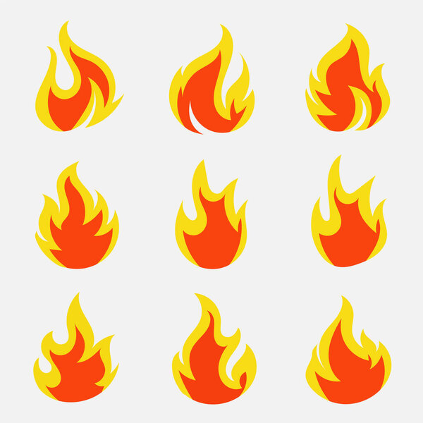 Set of flame fire danger and flammable icon vector illustration