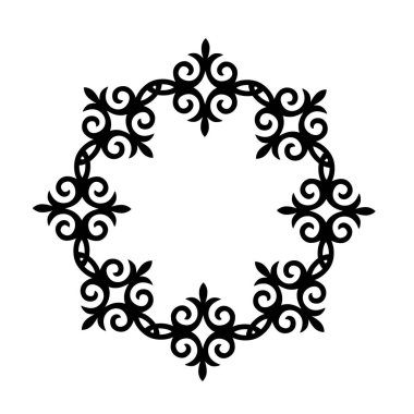 Doğu tarzı Floral sınır illüstrasyonunda element tasarımı için yuvarlak çerçeve sanat deco zarif vektörü.