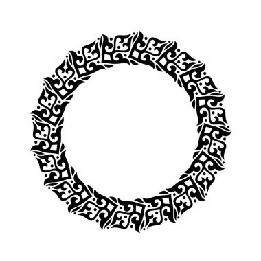 Doğu tarzı Floral sınır illüstrasyonunda element tasarımı için yuvarlak çerçeve sanat deco zarif vektörü.