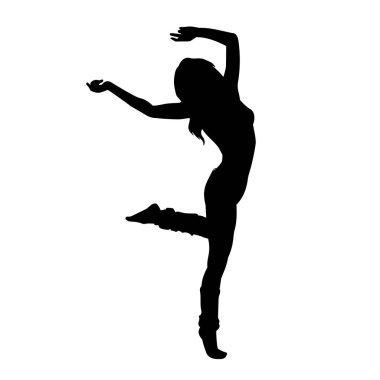 Moda modellerinin siyah siluetleri. Sıska seksi kadın ayakta duruyor, izole edilmiş vektör silueti var.