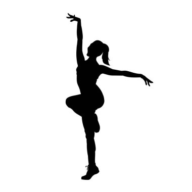 Moda modellerinin siyah siluetleri. Sıska seksi kadın ayakta duruyor, izole edilmiş vektör silueti var.