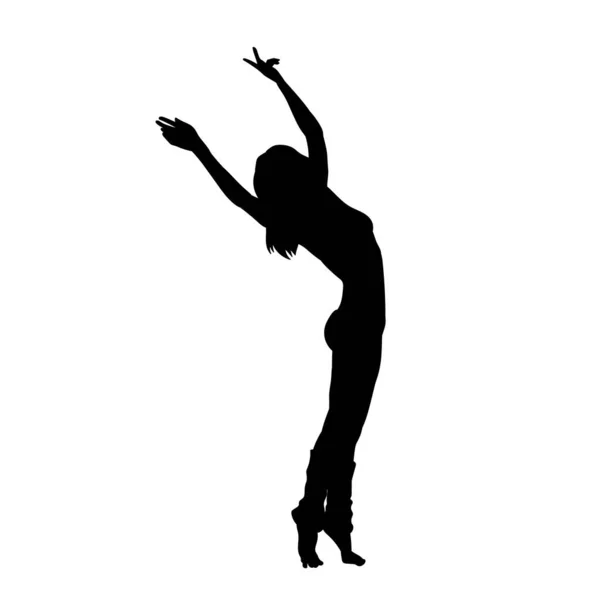 Czarne Sylwetki Modelek Slim Sexy Kobieta Ubrany Stojący Izolowane Wektor — Wektor stockowy