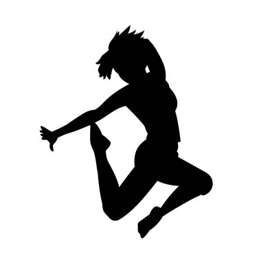 Genç insanlar beyaz arka planda hip hop dansçısı vektör silueti