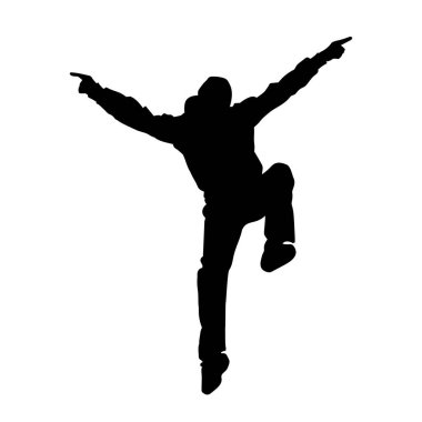 Genç insanlar beyaz arka planda hip hop dansçısı vektör silueti