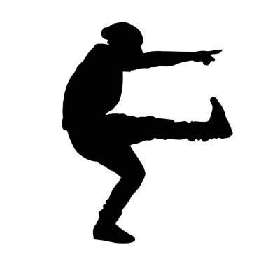 Genç insanlar beyaz arka planda hip hop dansçısı vektör silueti