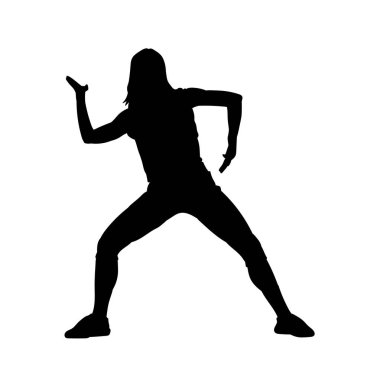 Genç insanlar beyaz arka planda hip hop dansçısı vektör silueti