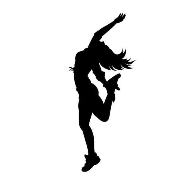 Young People Hip Hop Dancer Vector Silhouette White Background — Stock Vector