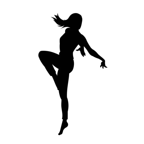 Young People Hip Hop Dancer Vector Silhouette White Background — Stock Vector