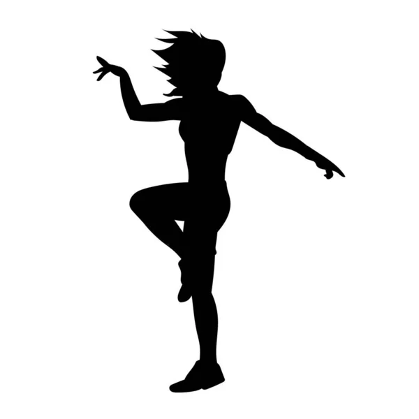 Young People Hip Hop Dancer Vector Silhouette White Background — Stock Vector