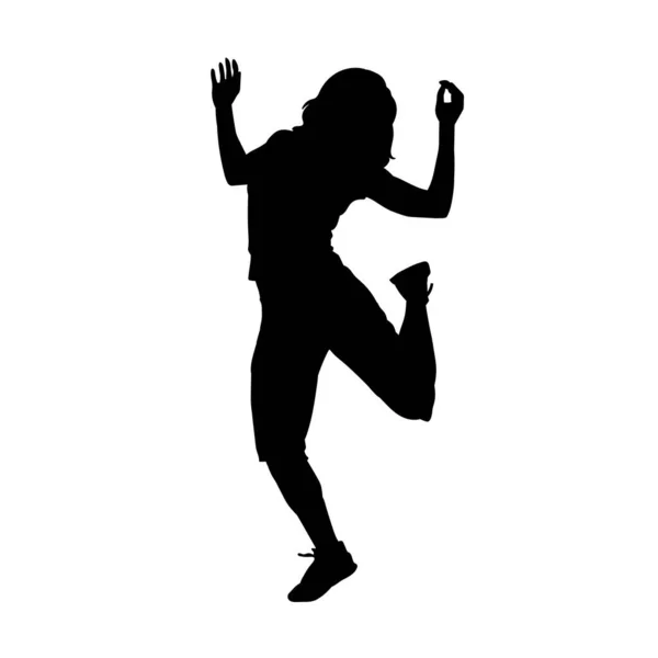 Молодь Хіп Хоп Танцівниця Векторний Силует Білому Тлі — стоковий вектор