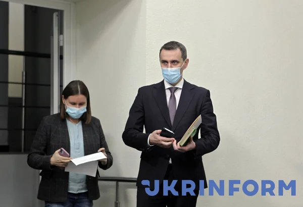 Kyiv Ukraine February 2022 Menteri Kesehatan Ukraina Viktor Liashko Mengadakan — Foto Stok Gratis