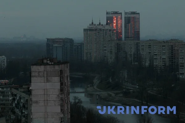 Kyiv Ucrania Febrero 2022 Zona Residencial Representa Amanecer Del Segundo — Foto de stock gratis