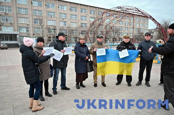 Sievierodonetsk Ukrajna 2022 Február Háborúellenes Sztrájk Zajlik Sievierodoneckben Luhanszk Régióban — ingyenes stock fotók
