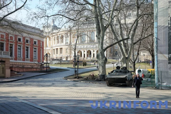 Odesa Ukrajina February 2022 Vojenské Vozidlo Vidět Ulici Odesa Jižní — Stock fotografie zdarma