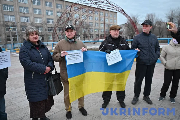 Sievierodonetsk Ukraine Februar 2022 Eine Kriegs Mahnwache Findet Sievierodonetsk Gebiet Stockbild