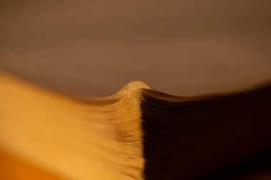 Köpek kulaklı karton kapaklı kitap, eski püskü sayfalar, eski moda ve yıpranmış görünüş.