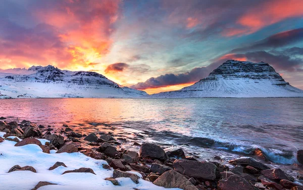 Iceland the land of fire and ice.Kirkjufell mountain in Iceland at sunset.