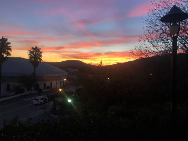 Zonsondergang Bosque Village Cadiz — Stockfoto