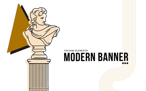 Boho greek banner, modern magazine design , greek sculpture statue bust — Image vectorielle