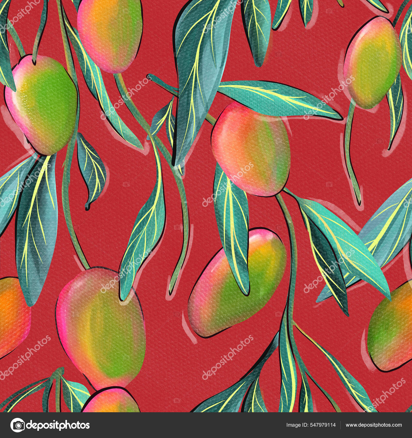 Mango Tree Bloom Seamless Pattern Red High Quality Photo Stock Illustration  by ©lu.bondarieva.gmail.com #547979114