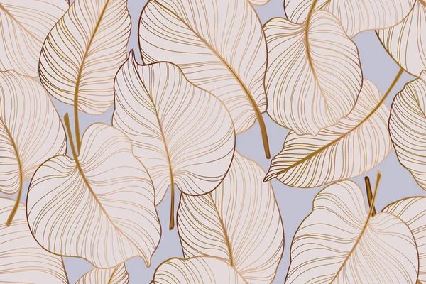 Arany Colocasia Pálma Levelek Trópusi Növény Zökkenőmentes Minta Monstera Háttér — Stock Fotó