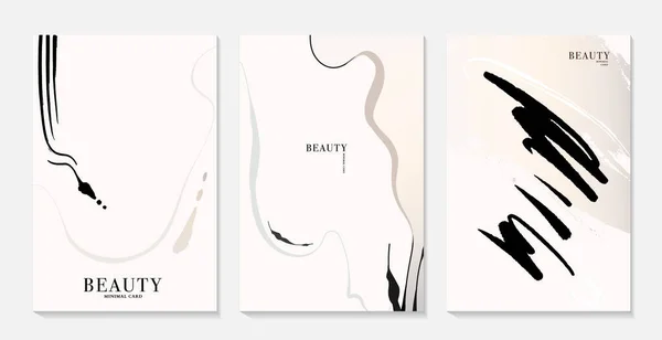 Abstract Minimalist Poster Beige Black Graphic Design — 图库矢量图片